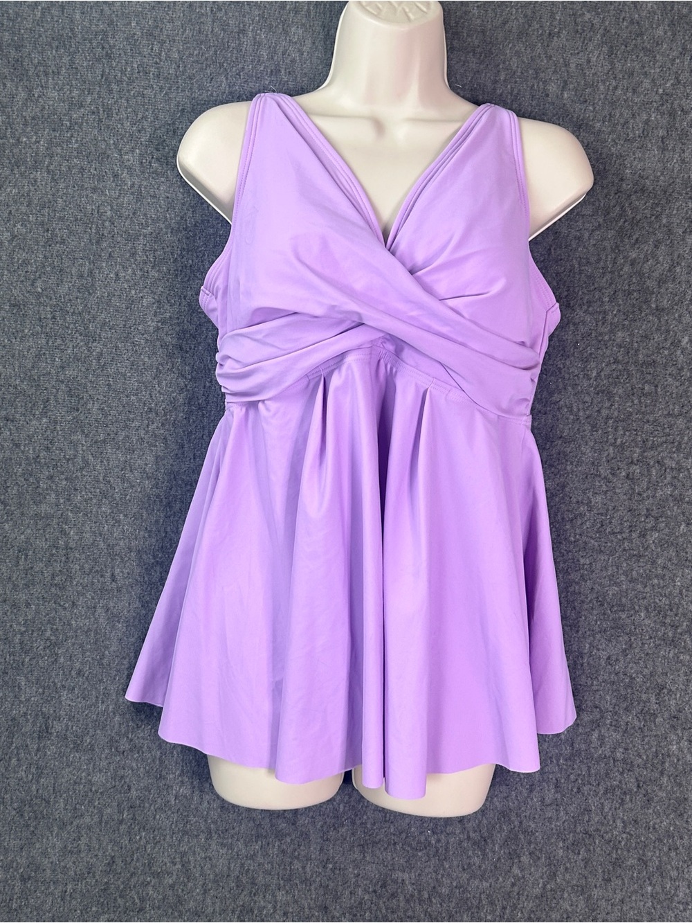 BloomChic Swimdress Womens 14-16 Purple Solid Twist Front Adjustable Straps Plus